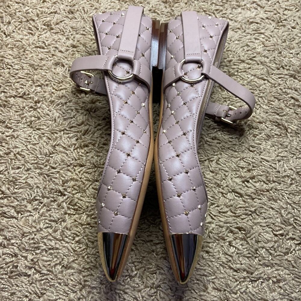 Authentic Valentino Poudre Rockstud Gold Pointe flats Shoes Size 38/8 - Picture 4 of 11